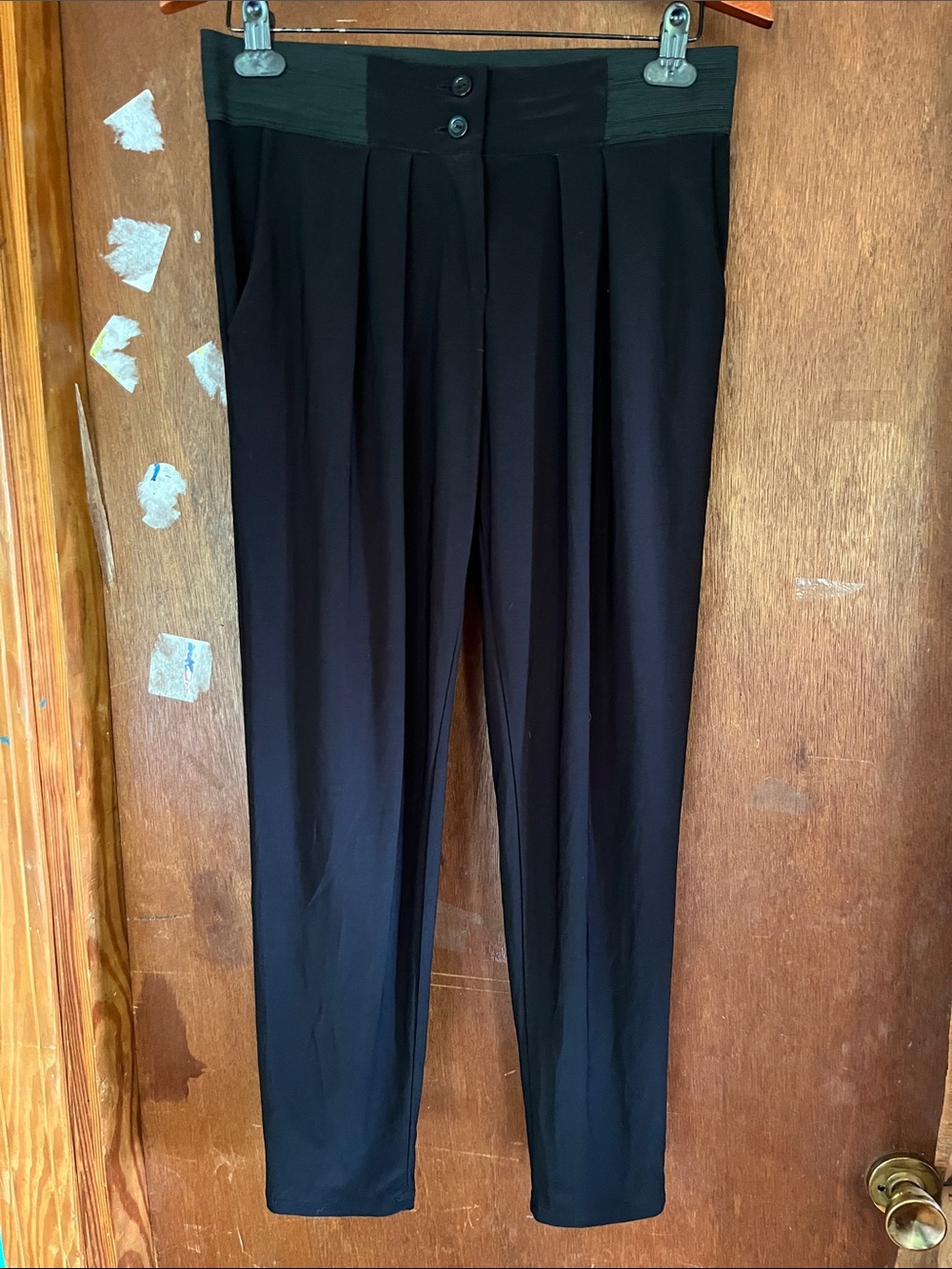 Body Central Black Women's Pleated High-Waist Legging/Dress Pants Medium